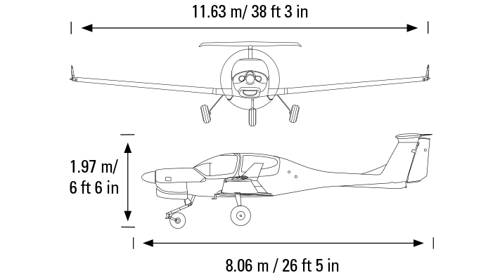 DA40 NG external dimensions diagram